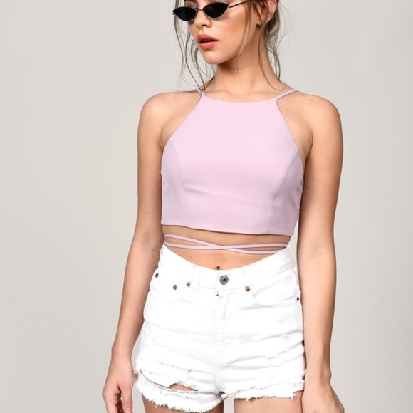 TOBI Wrapped Up Mauve Crop Top - Picture 3 of 3